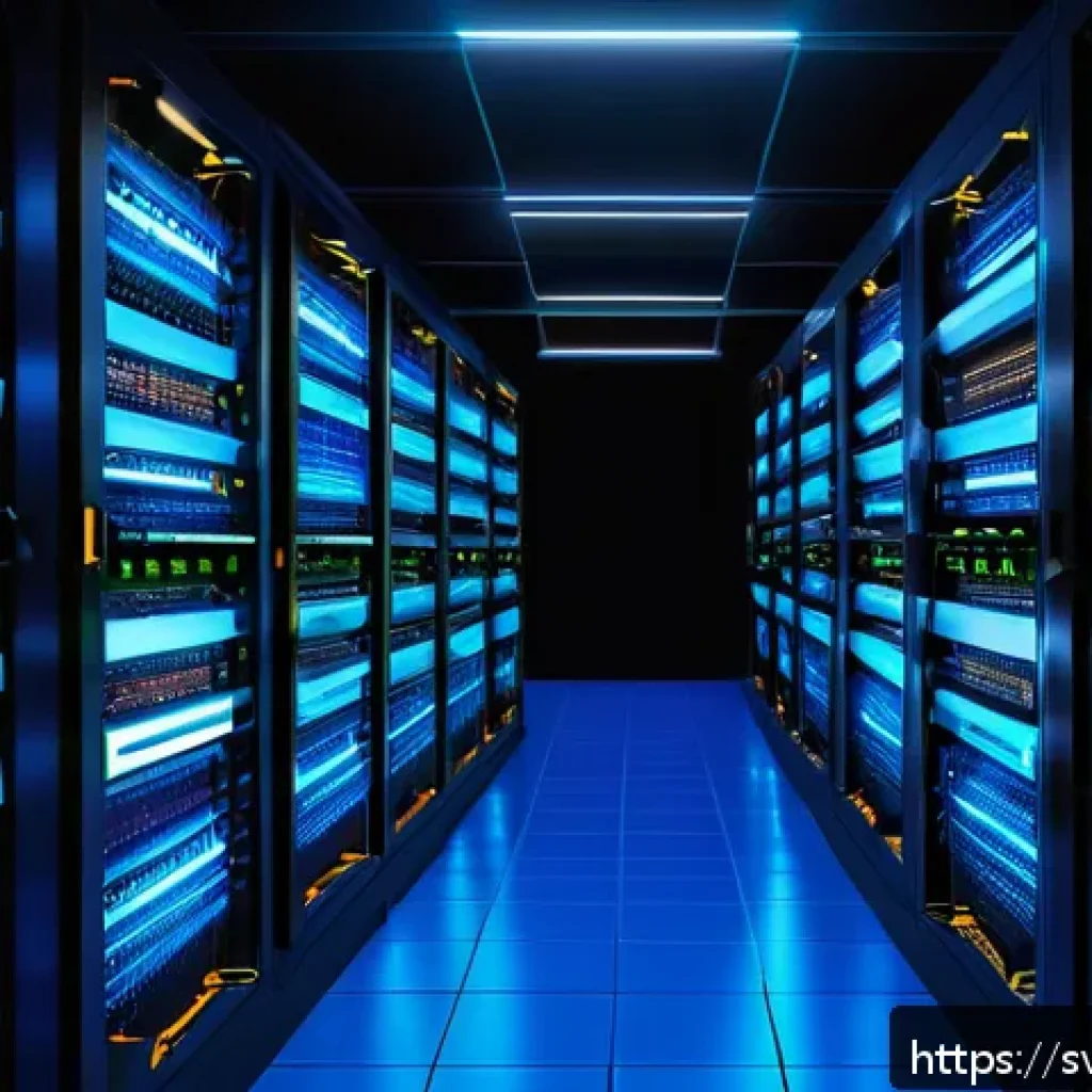 티어링 아키텍처에서 성능 최적화를 위한 데이터 캐싱 - A detailed, high-tech server room interior with multiple layers of caching illustrated visually: glo...